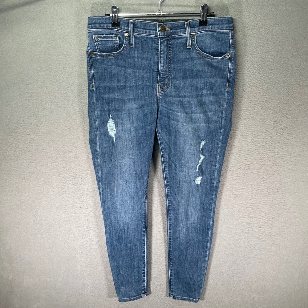 J Crew Mercantile Skinny‎ Jeans Womens 29 Blue Distressed High Rise Denim